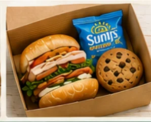 Box lunch with hero sandwich and cookie